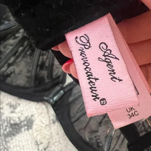 Agent Provocateur Black Vinyl & Mesh Underwear bra